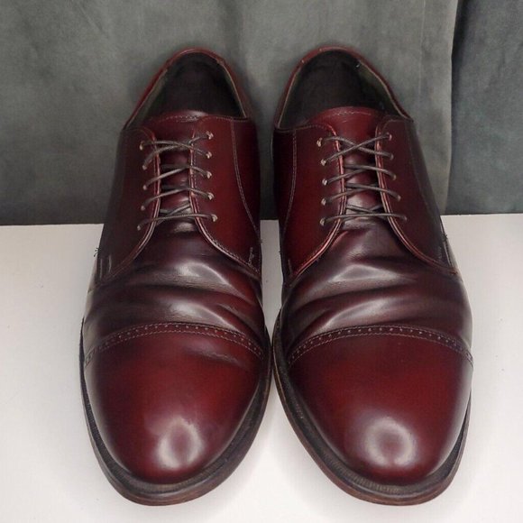 Stafford Comfort Plus Vintage Cap Toe Oxblood Burgundy Dress Shoes Mens 12 EEE/E - Picture 3 of 9